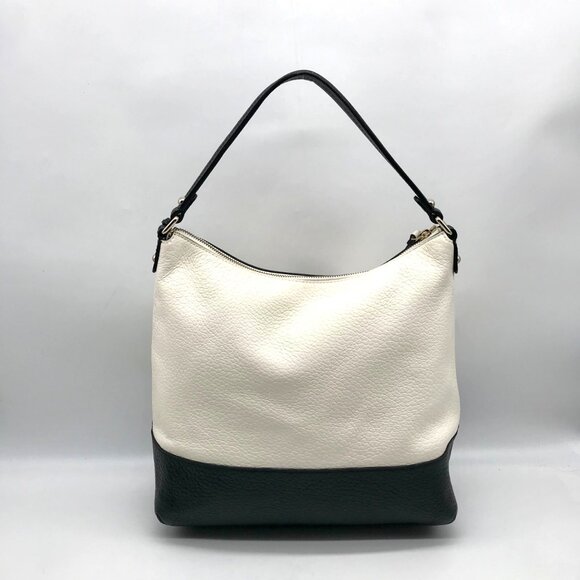 Kate Spade Black And Cream Pebbled Leather Bay Street Lexie Shoulder Bag - Picture 2 of 10